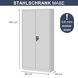 thumbnail of Metallschrank abschließbar KODLI - Geheimfach, 4 Ebenen | Aktenschrank Büroschrank Stahl Mehrzweckschrank Werkstatt Werkzeugschrank, 185x90x45cm Grau