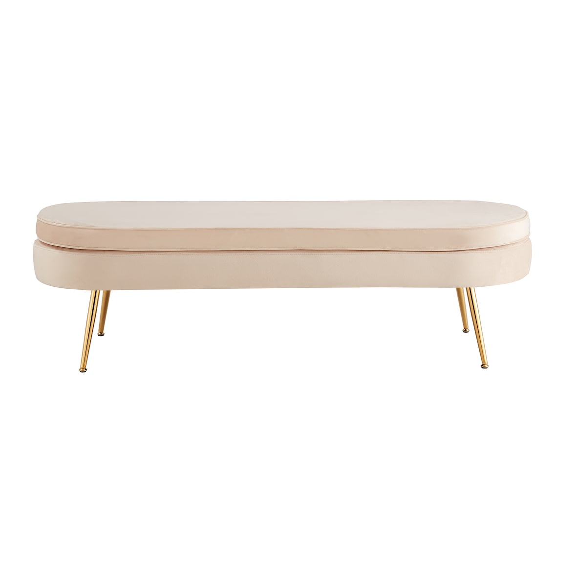 SalesFever Sitzpouf | oval | Samt | B 142 x T 45 x H 41 cm | Beige