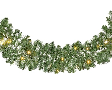 2,7m Künstliche Tannengirlande 12cm mit warmweißen LED Lichtern Indoor Outdoor beleuchtete Dekogirlande Weihnachten Weihnachtsgirlande Grün