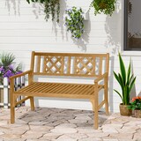 thumbnail of Outsunny Banco de Jardín Plegable de Madera Banco de 2 Plazas Exterior 120,5x55,5x90,2 cm con Asiento de Listones y Reposabrazos para Terraza Balcón
