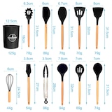 thumbnail of Intirilife 12-teiliges Küchenutensilien Set Silikon in Schwarz - 12.5 x 32.5 cm Kochbesteck Zange Schneebesen Pfannenwender Pinsel Schöpfkelle