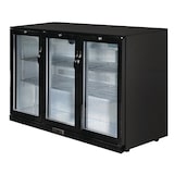 thumbnail of Botellero expositor trasbarra, 3 puertas abatibles, chapa/aluminio/cristal, 85 x 135 x 52 cm, 280W, refrigeración por aire, 320L, negro, Polar GL014