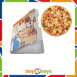 thumbnail of DayBays 7800 Stk. Pizza-Karton 22x22x4 cm  Weiß Kraftpapier bedruckt mit Pizza-Motiv