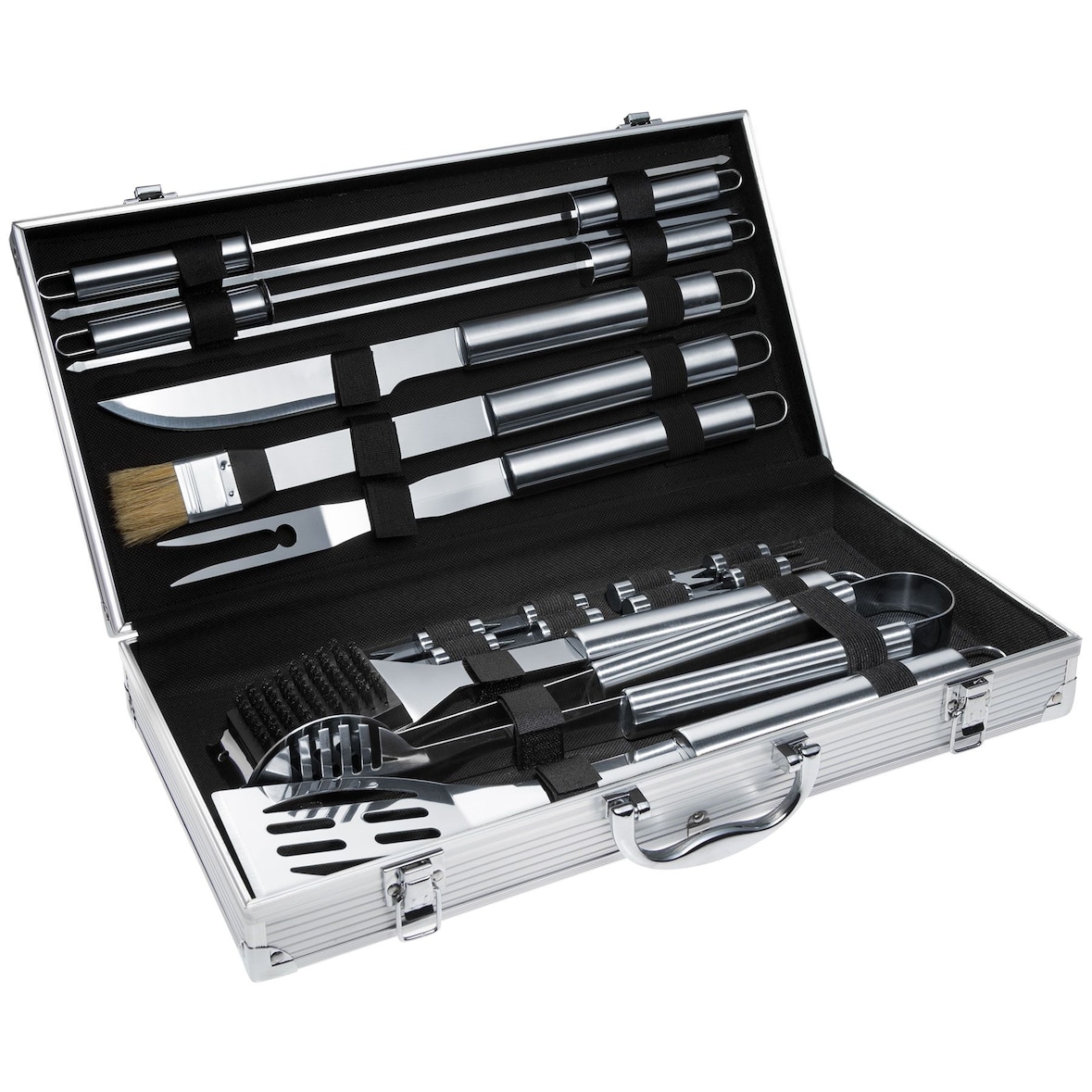 tectake Mallette barbecue 18 accessoires - gris - 400840