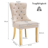 thumbnail of Merax Silla de Comedor Juego de 4 Sillas de Salón 4 Piezas Silla tapizada Patas de Apoyo de Acero Inoxidable Chapado en Oro Terciopelo Beige