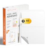 thumbnail of Folios A4 de Etiquetas Adhesivas Blancas, Crea tus Pegatinas Personalizadas, Etiqueta Adhesiva para Imprimir - Ofituria (2 por hoja, 50h)