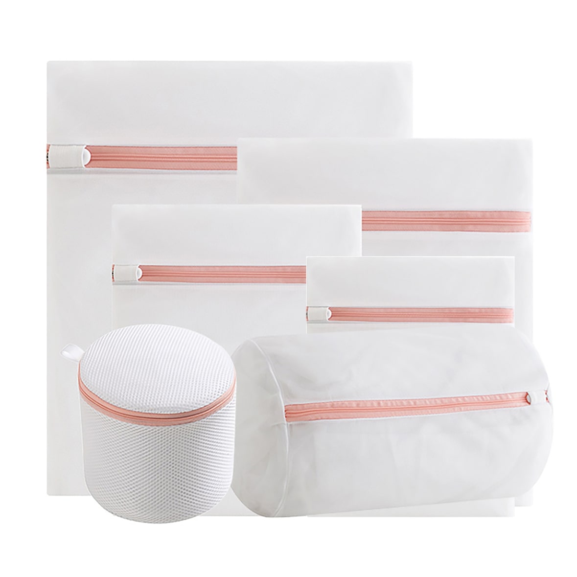 Intirilife 6er Wäschenetze Set Wäschesäcke in verschiedenen Größen aus weißem Polyester