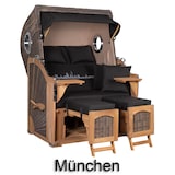 thumbnail of Strandkorb - bene living - Ammersee Teak Bullauge - PE grau - Skyline München - Liftersystem