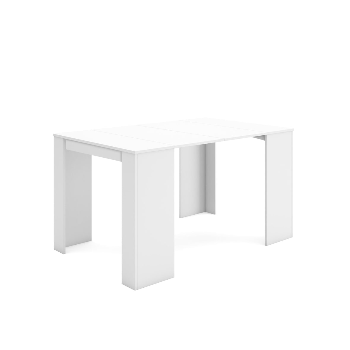 Mesa Consola de comedor extensible hasta 140 cm, color blanco, Dimensiones cerrada:  90x58x77 cm.  - EX140B2018