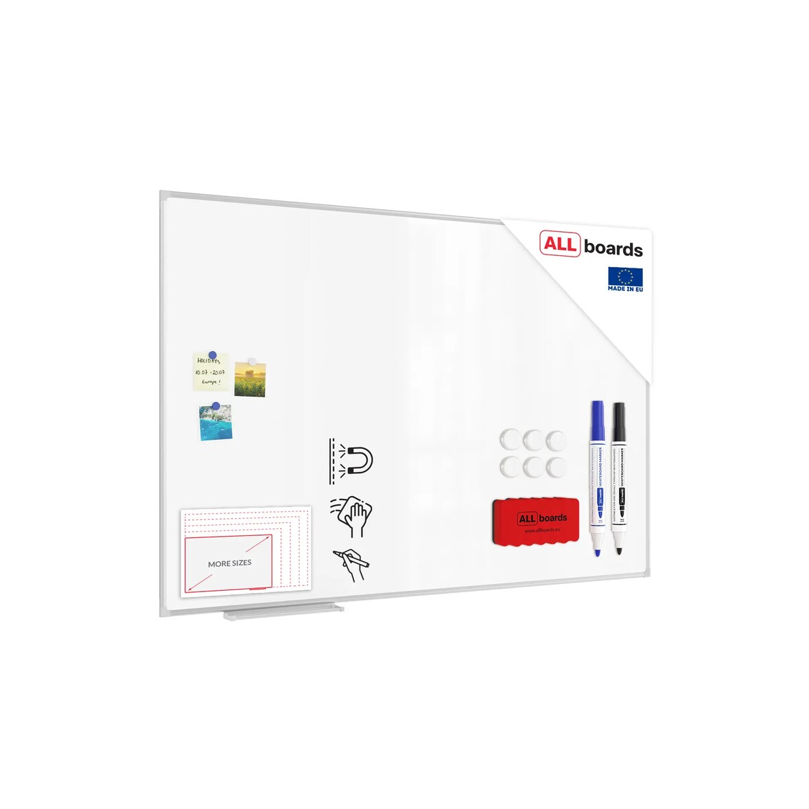 ALLboards Lavagna magnetica cancellabile a secco bianca 150×100 cm CLASSIC A7