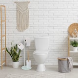 thumbnail of Relaxdays WC Garnitur, HBT: 64x27x22 cm, stehender Toilettenpapierhalter, Klobürste mit Bürstenhalter, Edelstahl, weiß