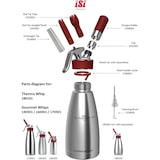 thumbnail of iSi Siphon à crème Gourmet Whip Plus, acier inoxydable, Ø 10,2 x 35,6 cm, 1 L, argenté/rouge