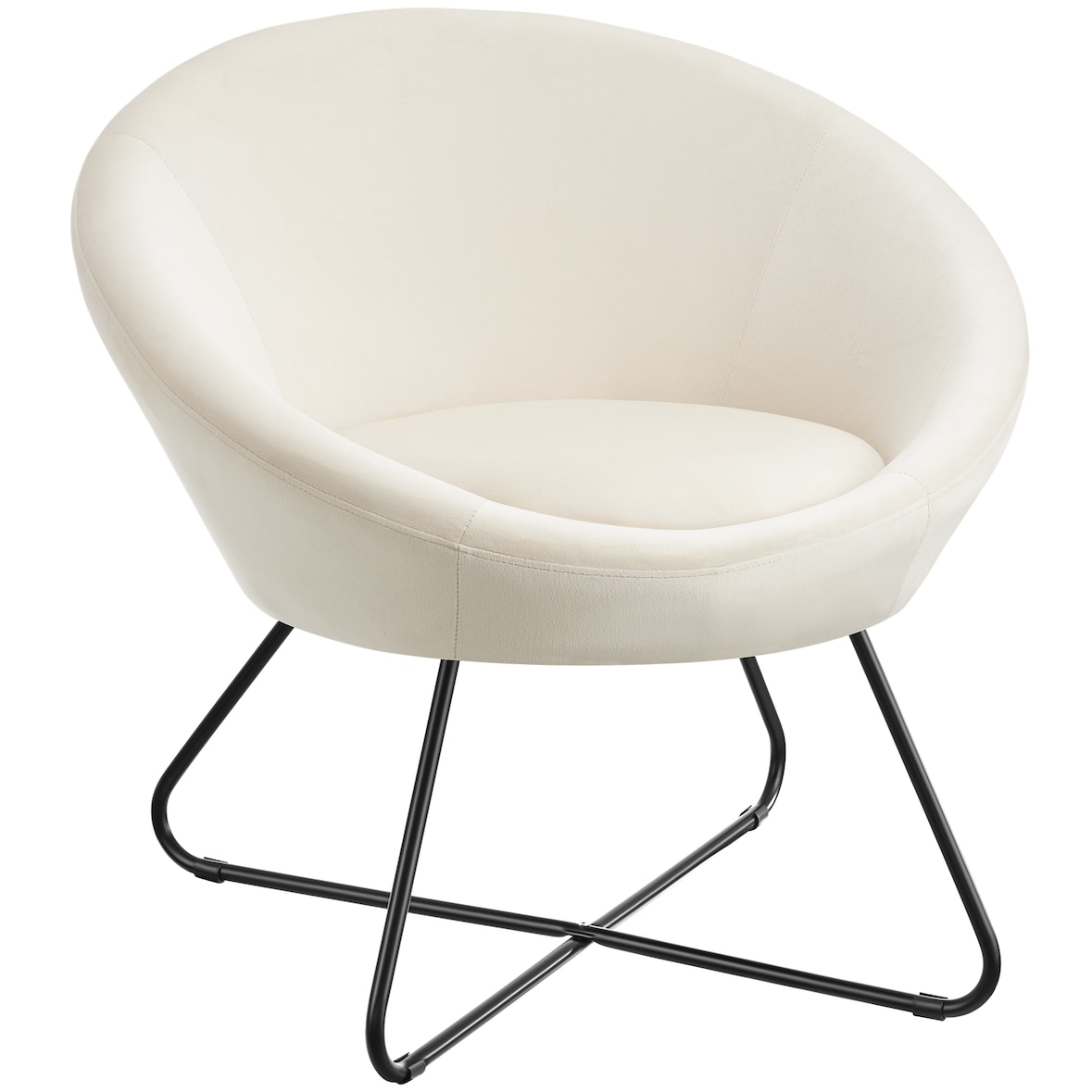 tectake Fauteuil cocktail CENTERA rond et rembourré - Aspect velours beige - 405571