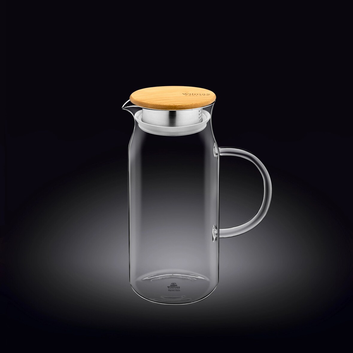 Wilmax Borosilikat Glas Krug mit Bambusdeckel, 1000ml