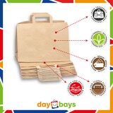 thumbnail of DayBays 1000 Stk. Papiertüten 32+22x25 cm Braun mit Flachhenkel