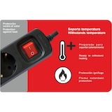 thumbnail of Regleta enchufe con 4 tomas con interruptor, Negro, 4 Enchufes, Cable de 1,5 metros, Protección Infantil, Toma de tierra con protección sobretensiones