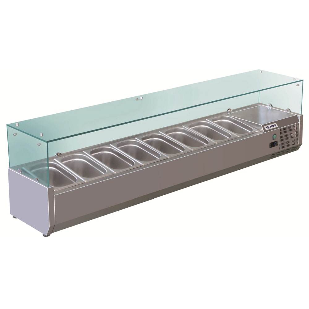 KBS koelopbouw met rechte glasconstructie 1800x395x435 mm GN 1/3 stekker 230V