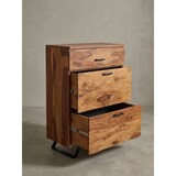 thumbnail of Kommode 80x120x41,5 cm Sheesham Massivholz / Metall Flurkommode, Sideboard Highboard mit Baumkante, Kommodenschrank Holz Modern, Standschrank
