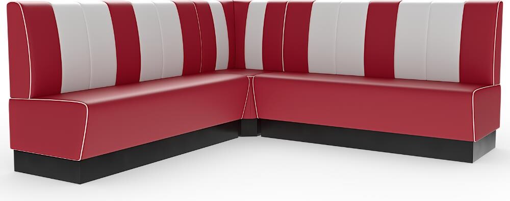 Americano Retro Eckbank | 244x244 cm | Dinerbank Set Rot & Weiß | Gastro Sitzbank mit Ecke