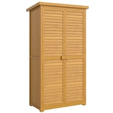 thumbnail of Outsunny cobertizo de madera 87x46,5x160 cm 0,31 m² armario exterior de madera con 2 puertas y 2 estantes interior natural
