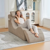 thumbnail of Merax Relaxsessel ergonomisch, Einzelsofa mit abnehmbarer Sitzauflage und Seitentasche, Khaki