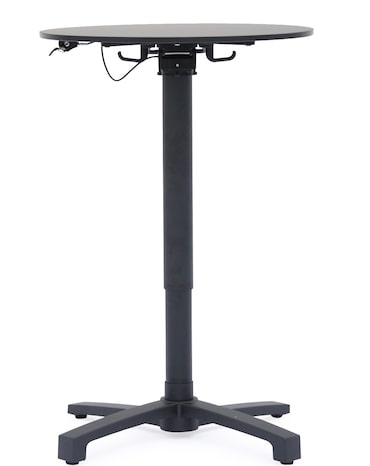 METRO PROFESSIONAL Gastro klaptafel in hoogte verstelbaar Massini, aluminium, HPL tafelblad, Ø 60 x 75 - 110 cm, zwart