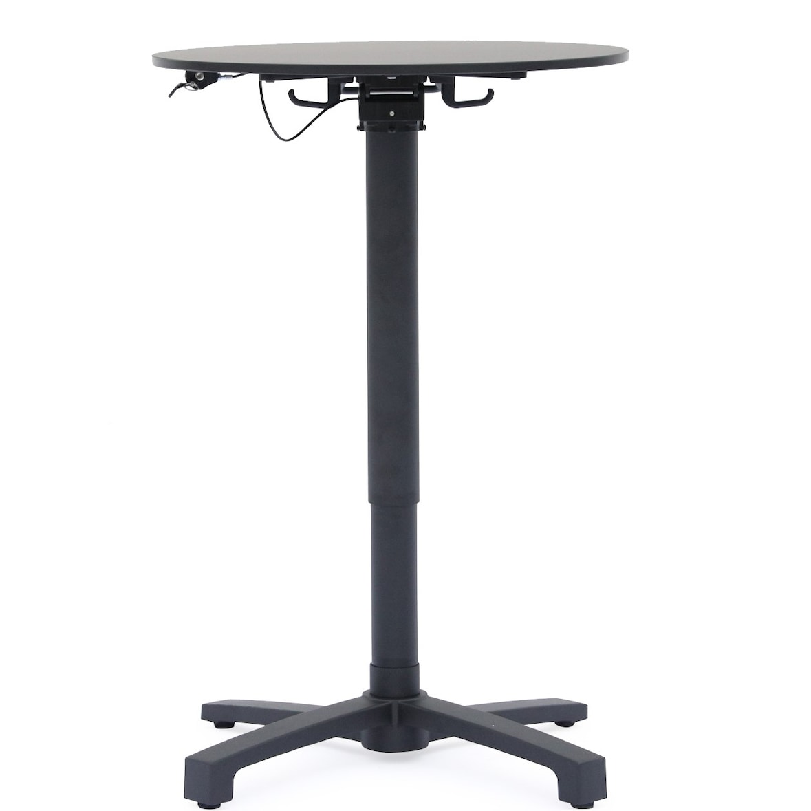 METRO PROFESSIONAL Gastro klaptafel in hoogte verstelbaar Massini, aluminium, HPL tafelblad, Ø 60 x 75 - 110 cm, zwart