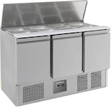 thumbnail of Gastro Edelstahl Kühltisch Kühltheke Saladette 3 Türen 368l 3x 1/1GN +2/+8°C