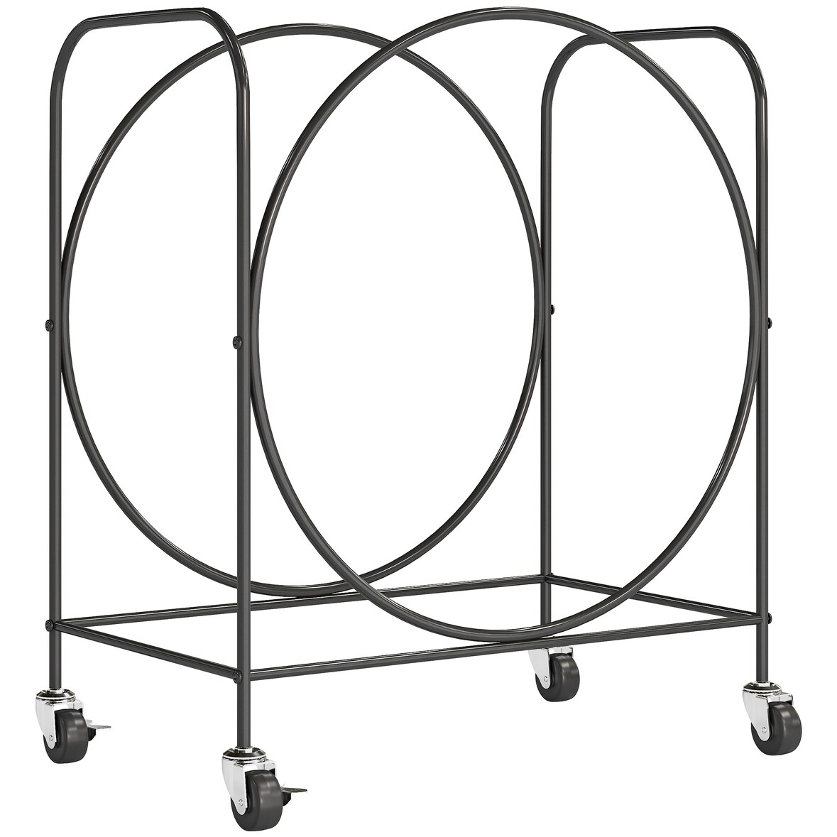 Outsunny estante de leña de metal con ruedas, leñero exterior e interior, soporte para leña de chimenea, almacenaje para madera, 51x30x60 cm, negro