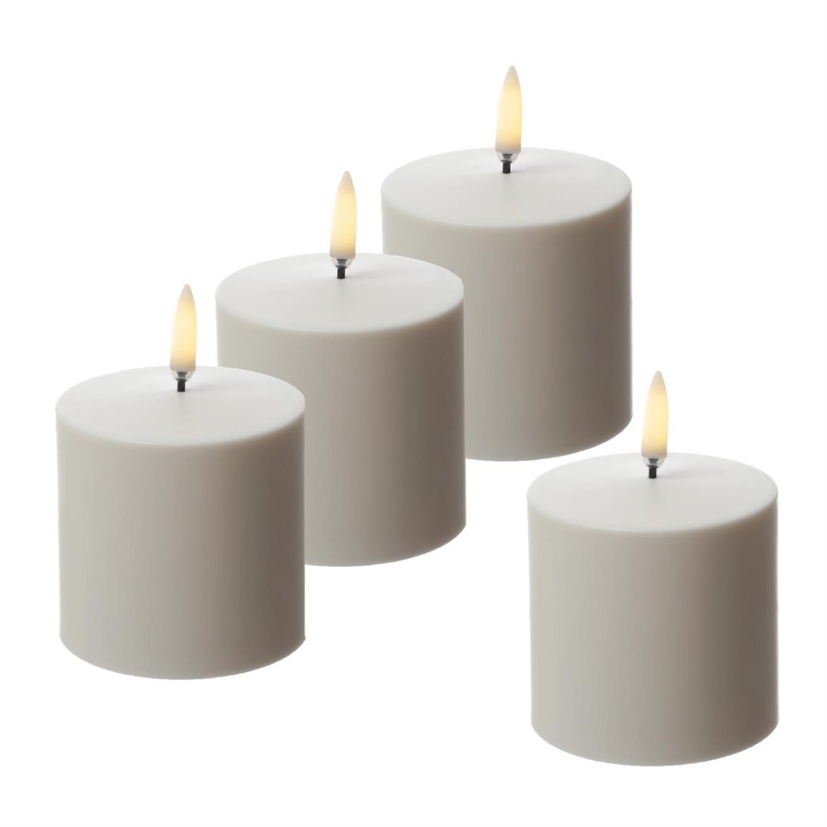 LED Kerzen 4er Set Uyuni wiederaufladbar 6,8x6,8cm Timer Außen Feier Tischdeko