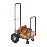 thumbnail of Relaxdays Kaminholzwagen mit Luftreifen, 360° Rollen, Holzwagen bis 60 kg, für 33 cm Scheite, Brennholz-Sackkarre, braun