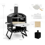 thumbnail of COSTWAY Forno de pizza exterior, forno de pizza de 2 camadas com grelha, capa impermeável e pegas resistentes ao calor