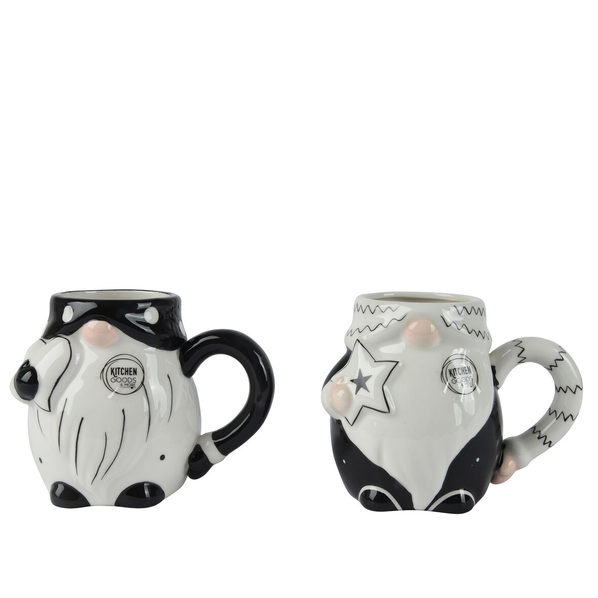1 Tasse Wichtel mit Griff 11,5cm Keramik Teetasse Henkel Weihnachtstasse Keramiktasse Teebecher Kaffeetasse Kaffeebecher Geschirr Becher Schwarz Weiß
