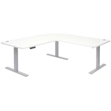 thumbnail of Eck-Schreibtisch HWC-D40, Computertisch elektrisch höhenverstellbar 178x178cm 84kg MVG ~ weiß, grau