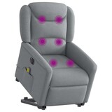 thumbnail of Fauteuil inclinable de massage électrique Gris clair Tissu Modèle Elmorin