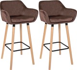 thumbnail of Décoshop26 - Set aus 2 skandinavischen Barhockern in braunem Samt mit Holzgestell und Metallfußstütze 10_0006589
