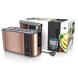 thumbnail of Arendo Toaster für 4 Scheiben, 1500W, Langschlitz, Brötchenaufsatz, Wärmeisoliert, Display, Kupfer