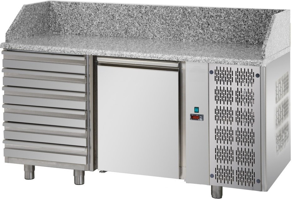 Tecnodom Pizza Counter 2 Türen Prof. 80 6 neutrale Schubladen und Granit Top