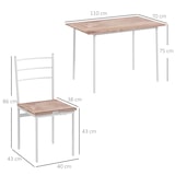 thumbnail of HOMCOM Conjunto de Refeição 5 Peças Conjunto de Mesa e 4 Cadeiras para 4 Pessoas com Estrutura de Aço 110x70x75 cm Madeira e Branco