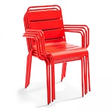 thumbnail of Tavolo rotondo da terrazza e 6 poltrone in acciaio rosso - Oviala