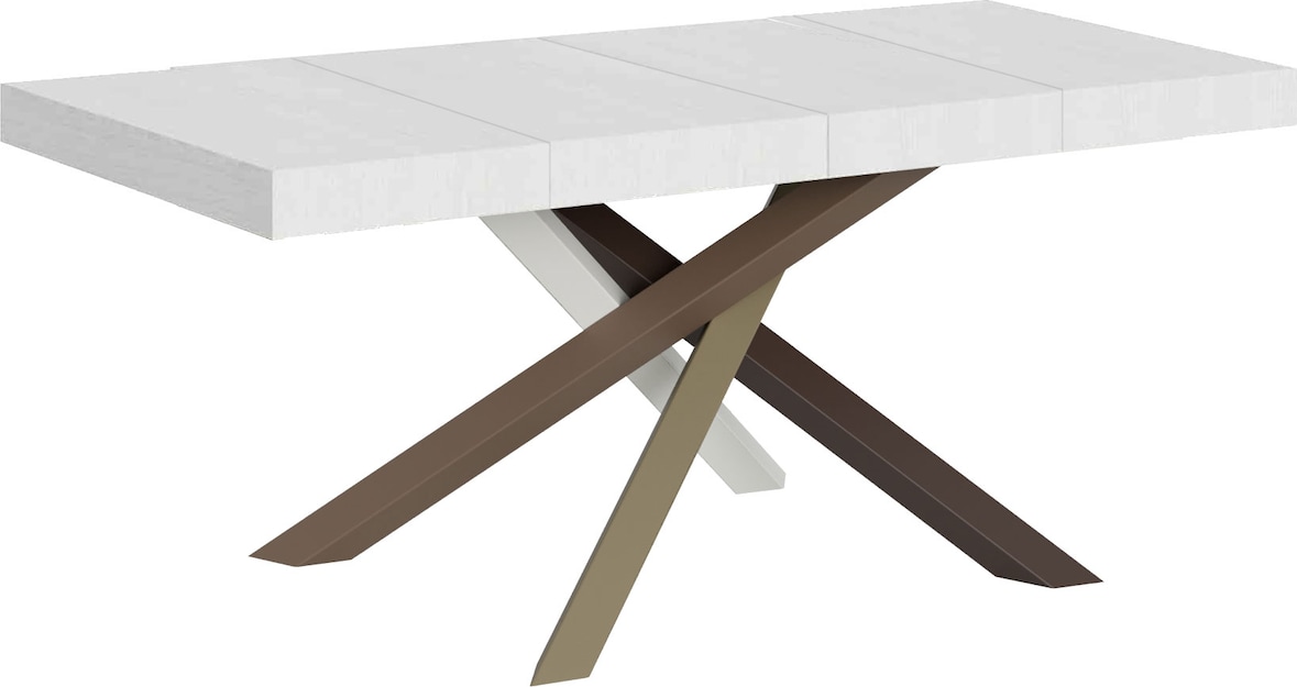 Ausziehbarer Tisch 90x140/244 cm Volantis Premium Weiß Esche Gestell 4/C
