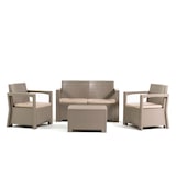 thumbnail of Outdoor-Lounge-Set 4-Sitzer mit Sofa, Sesseln, Tisch und Kissen aus Polypropylen in Holzoptik für Garten und Terrasse - LICATA/Taubenfarbe