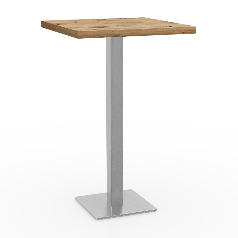 Gastro Stehtisch 50x50 cm | Eiche Artisan | Edelstahlgestell