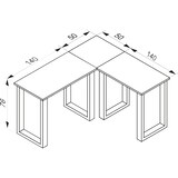 thumbnail of VCM Schreibtisch Lona Silber / Buche H. 76 x B. 190 x T. 190 cm