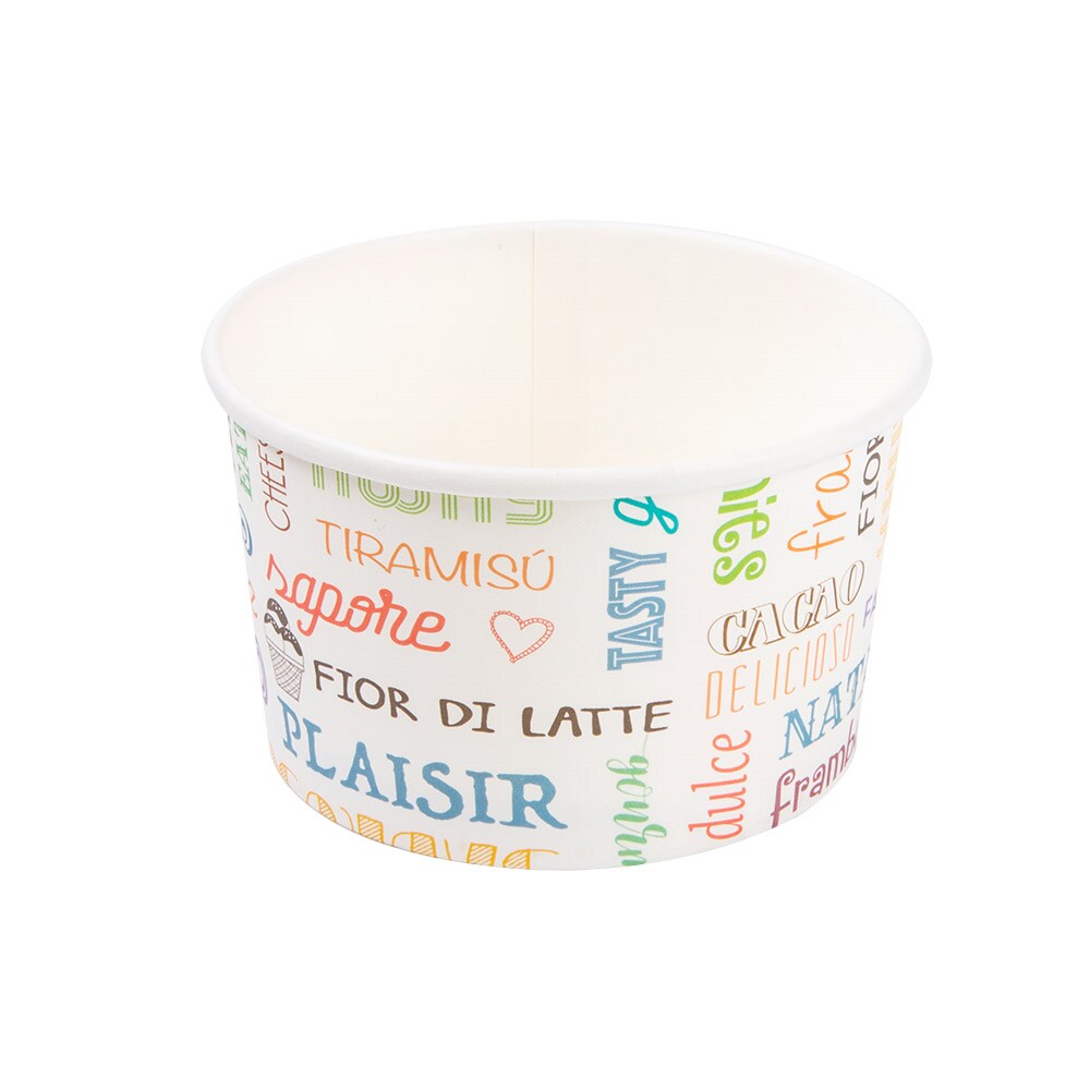 2000 Unités - Pots À Glaces 'Parole' 240 Ml 250 + 18 Pe G/M2 Ø9,4X5,5 Cm Blanc Carton - Garcia de Pou