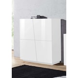 thumbnail of shopinnovativo -Credenza mobile soggiorno cucina 120cm 2 ante 4 mensole bianco lucido 120X43X126 H