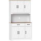 thumbnail of HOMCOM alacena de cocina alta, con 6 puertas, encimera para microondas, 2 cajones, estantes ajustables, orificio para cable, 94x39,5x175,2 cm, blanco