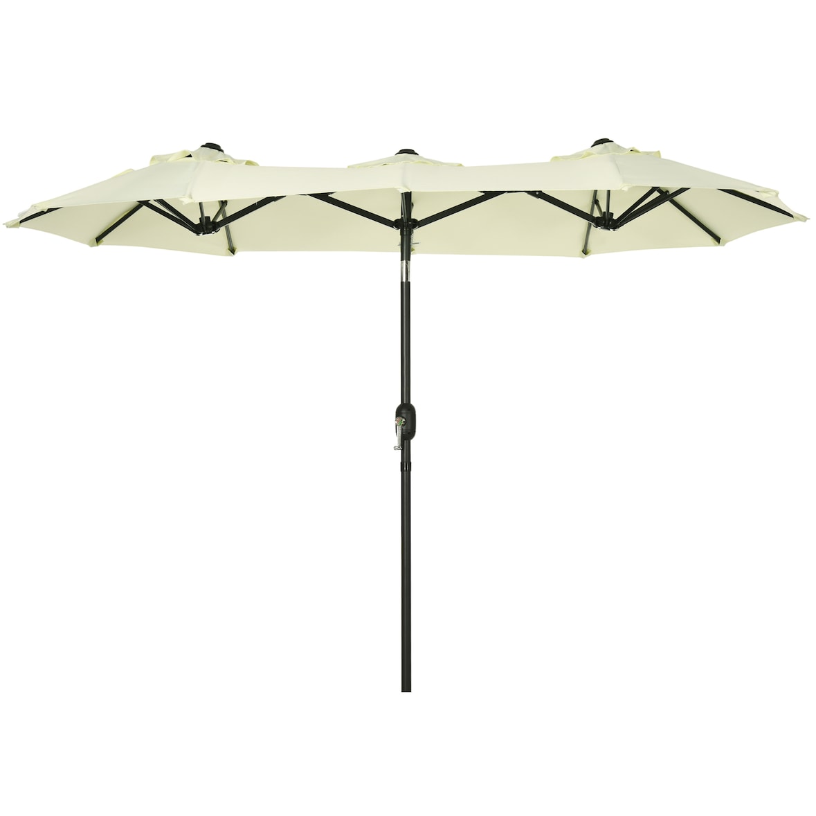 Outsunny Chapéu de Sol Duplo Chapéu de Sol de Jardim com Inclinação de 45° Manivela Estrutura de Aço 285x147x227cm Bege