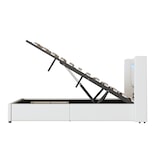 thumbnail of Merax Polsterbett 140x200 Bett mit LED-Lichtleiste, Bluetooth-Player und USB-Aufladung, Stauraumbett aus PU-Leder, Doppelbett Weiß