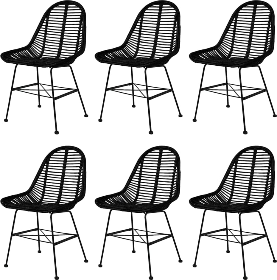 Décoshop26 - Set mit 6 Esszimmerstühlen im rustikalen Design aus naturschwarzem Rattan DEC025701